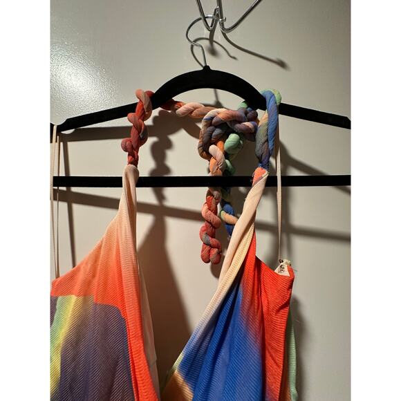 NWT Nicholas Womens Multi-Color Maxi Cocktail Dress Ruched Halter - Picture 5 of 8